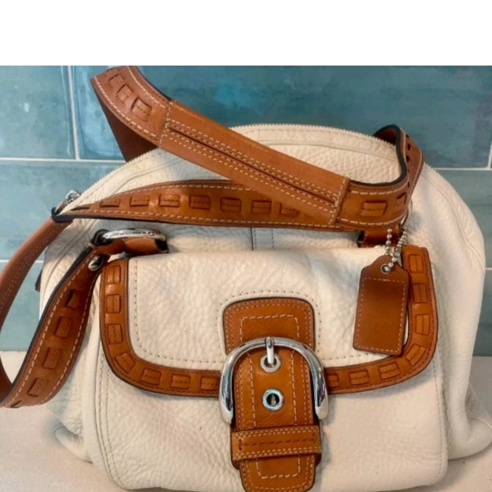 Coach White and Tan Satchel Bag - Picture 10 of 10